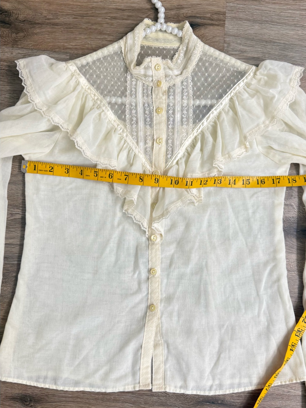 Vintage Gunne Sax Jessica McClintock Lace Victorian Blouse Ivory XS-S - Picture 7 of 8